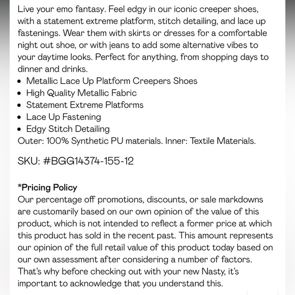 Brand New Metallic Lace Up Platform Creepers - Picture 4 of 4